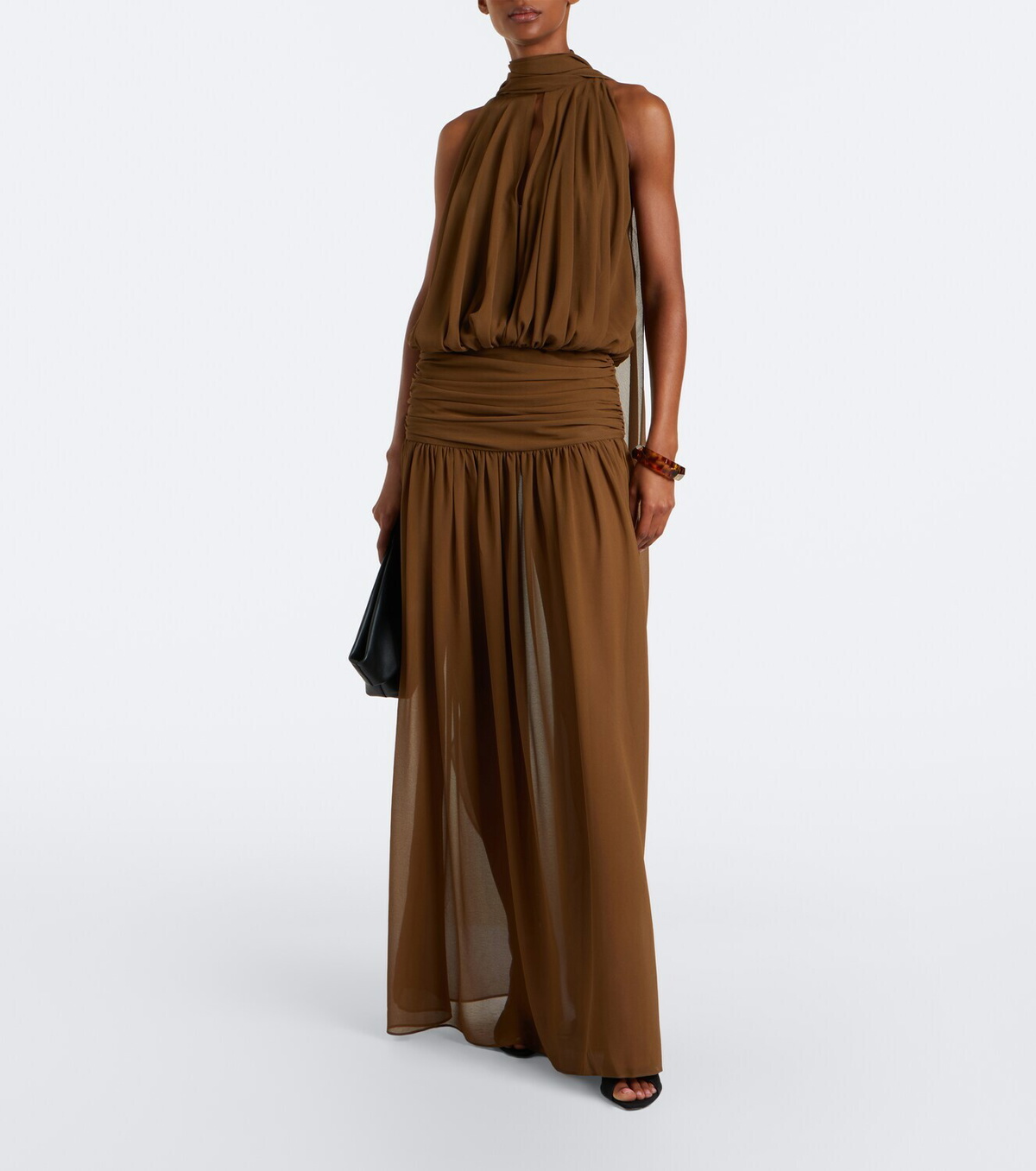 De La Vali Cruz draped chiffon maxi dress