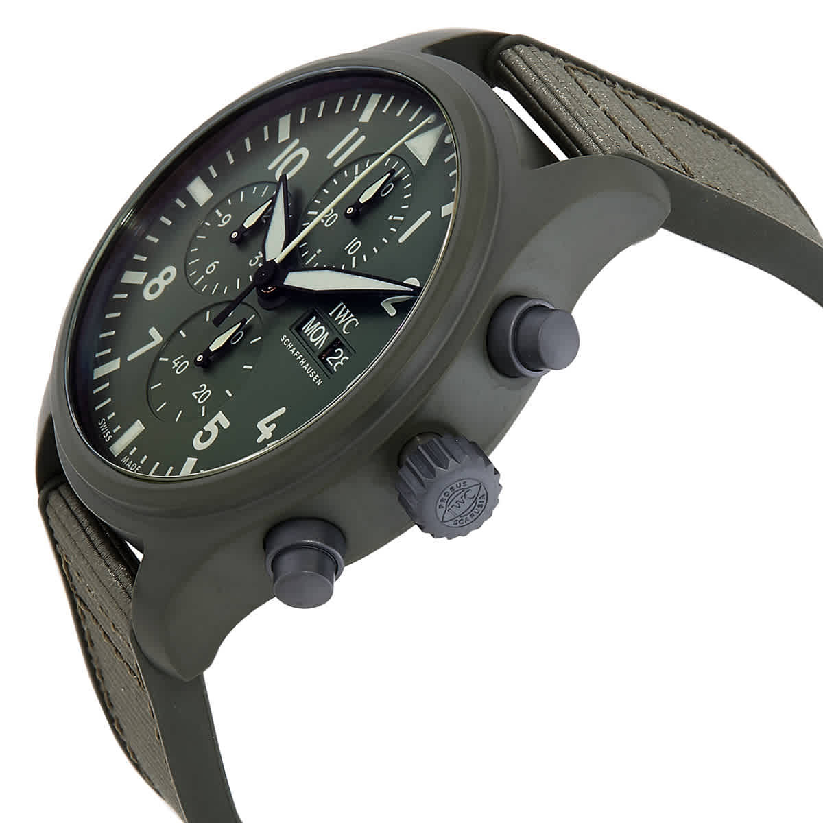 IWC Pilot Top Gun Woodland Chronograph Automatic Green Dial Mens Watch IW389106
