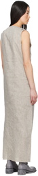 Gabriela Coll Garments Gray No.61 Linen V-Neck Midi thatDress