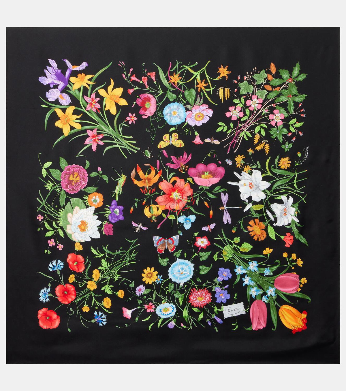 Gucci Floral silk twill scarf
