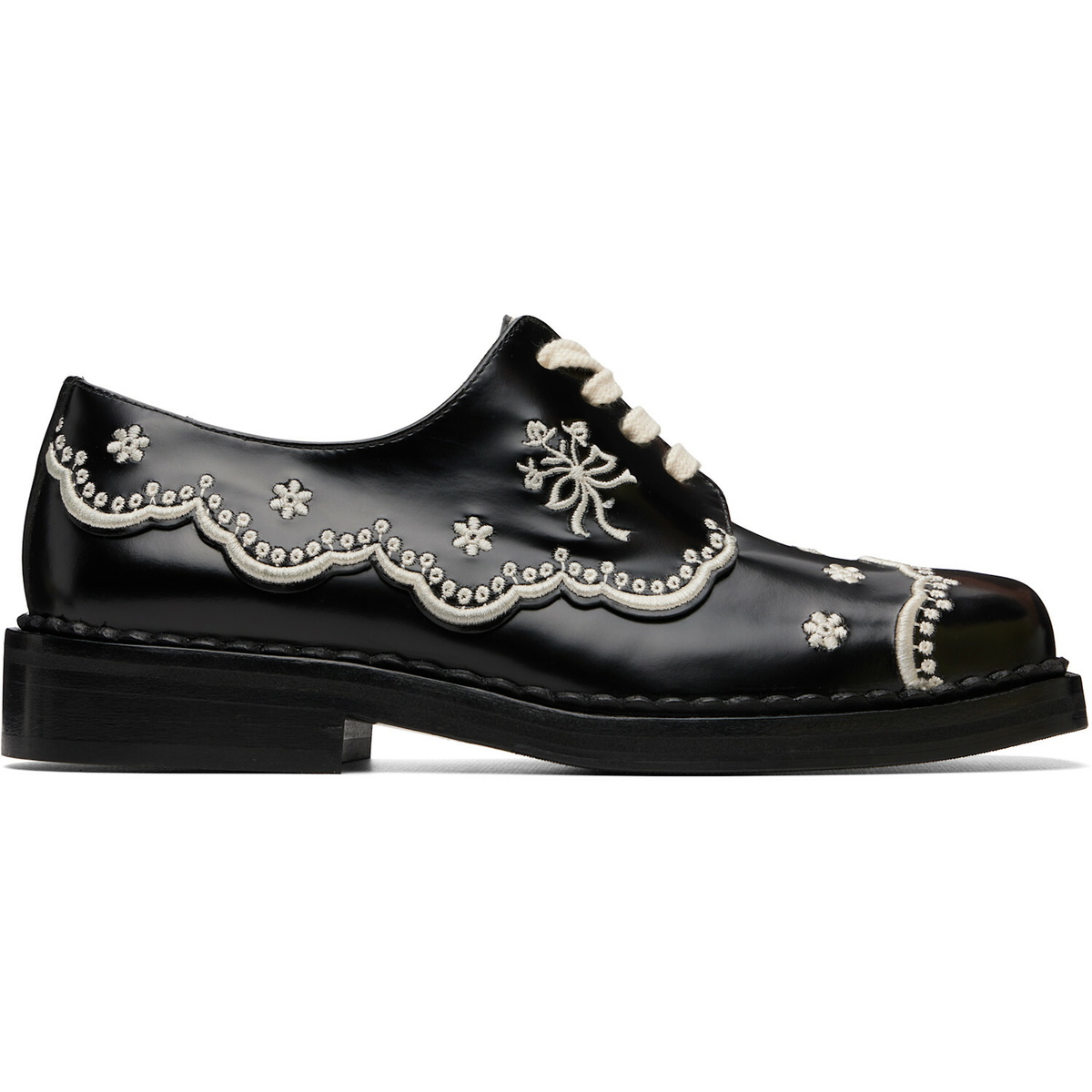 Simone Rocha Black Floral Lace Brogue Derbys