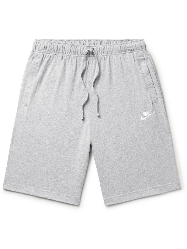 Photo: Nike - Sportswear Club Straight-Leg Cotton-Jersey Drawstring Shorts - Gray