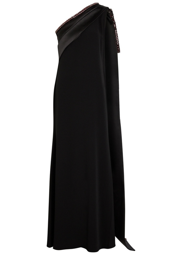 Photo: Roland Mouret Bow Crystal-embellished Satin and Crepe Gown Black