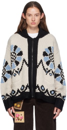 Anna Sui Black & Blue Bloomsbury Cardigan
