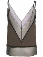 AMI PARIS Satin & Mesh Tank Top