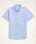 Brooks Brothers Men's Big & Tall Sport Shirt, Short-Sleeve Seersucker Stripe | Blue