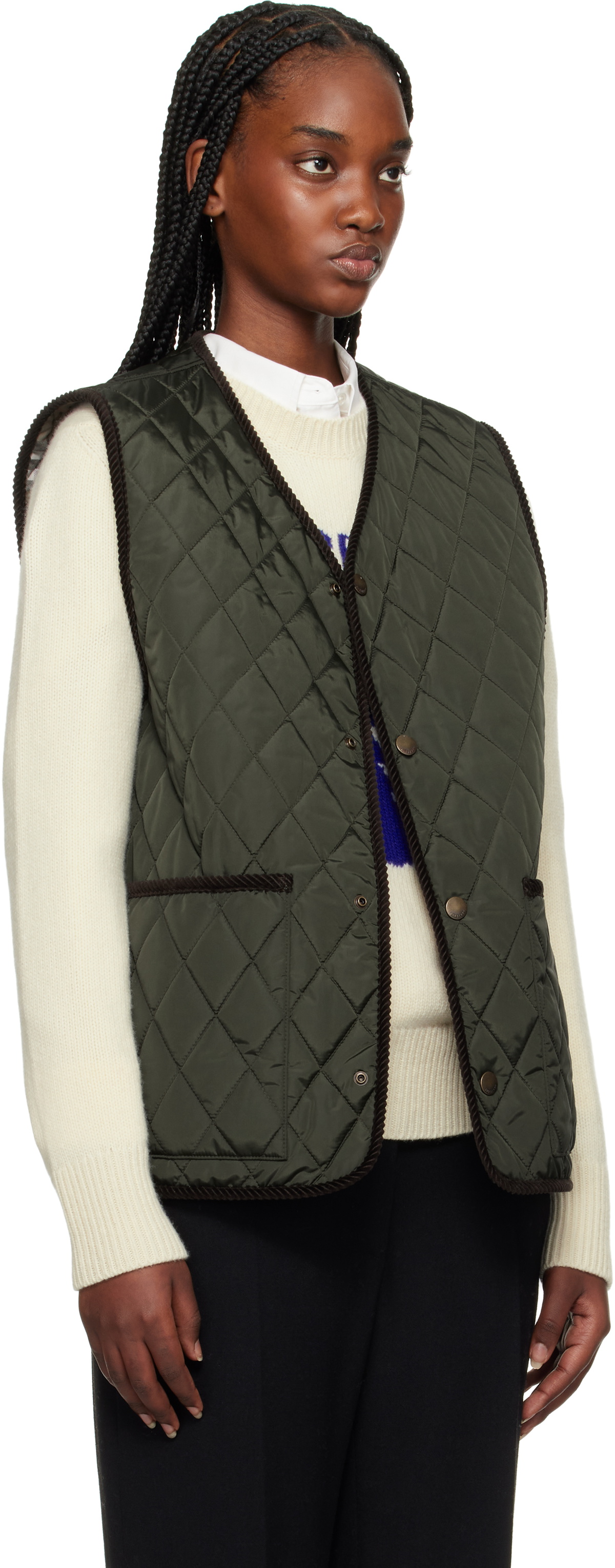 Burberry Green Quilted Nylon Vest