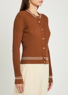 Tods Striped Trims Cotton-knit Cardigan Terracotta
