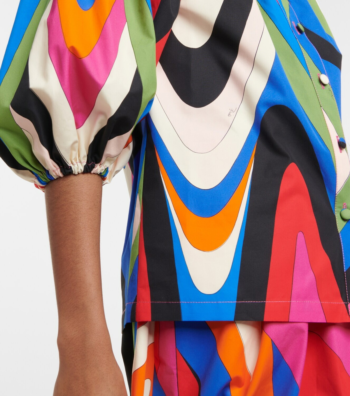 PUCCI PRINT WIDE PLACKET BLOUSE