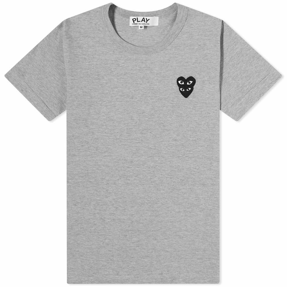 Comme des Garçons Play Women's Overlapping Heart T-Shirt in Grey/Black
