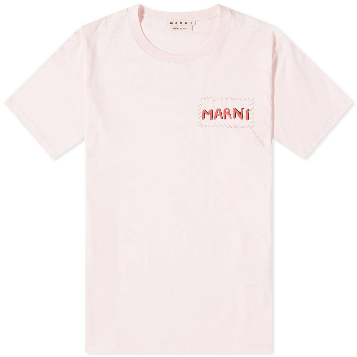 Photo: Marni Men's Stitch Logo T-Shirt in Pink Gummy
