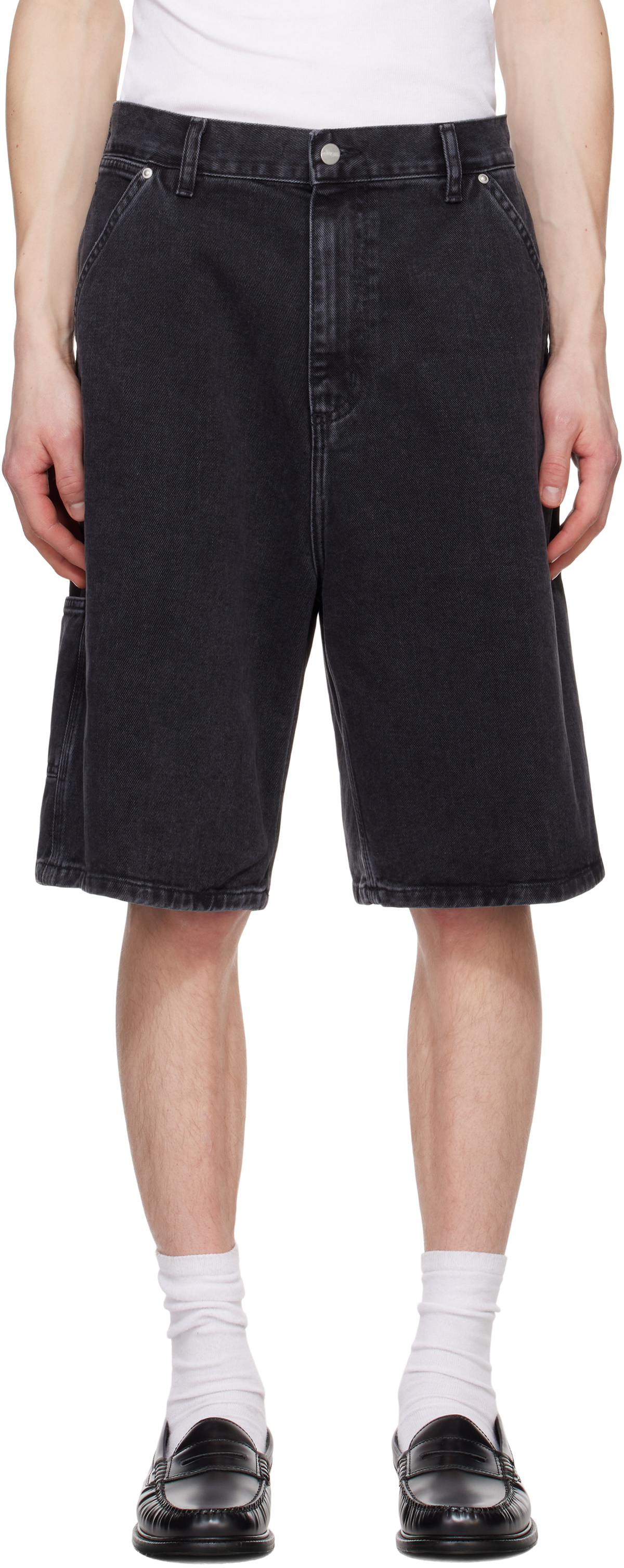 Carhartt Work In Progress Black Rivet Denim Shorts Carhartt WIP