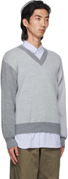 Comme des Garçons Shirt Grey Lochaven Of Scotland Edition Colorblocked V-Neck Sweater