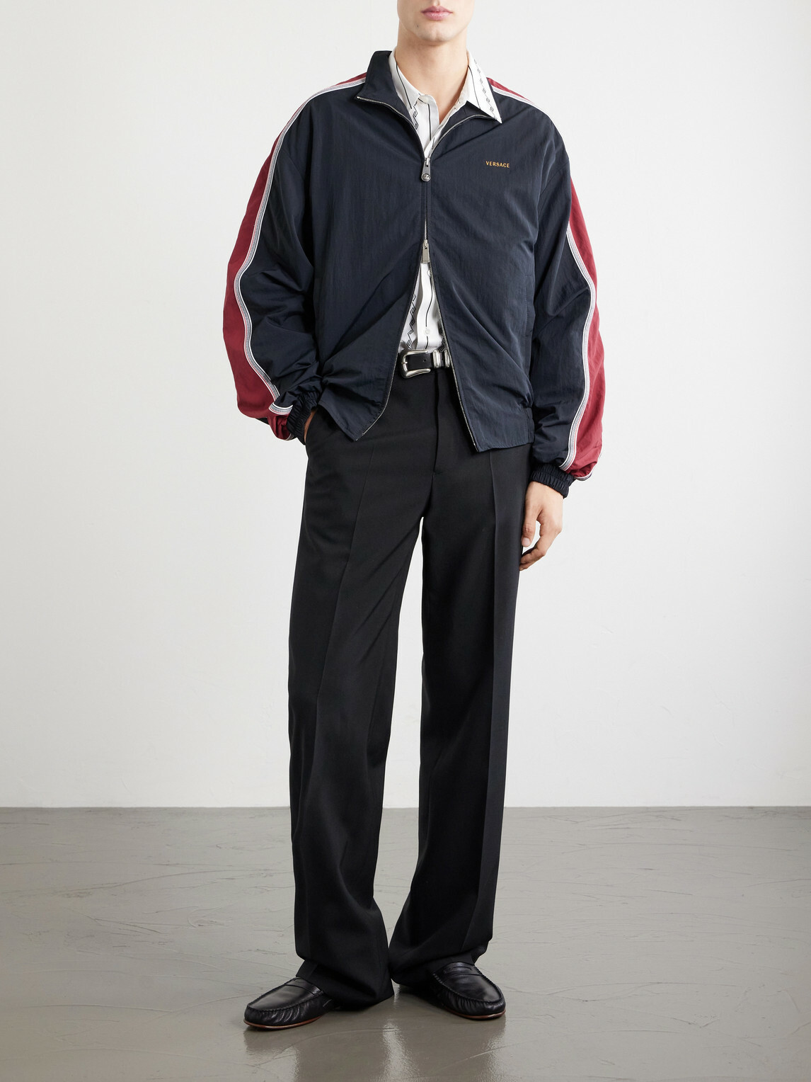 Versace - Logo-Embroidered Shell Jacket - Black