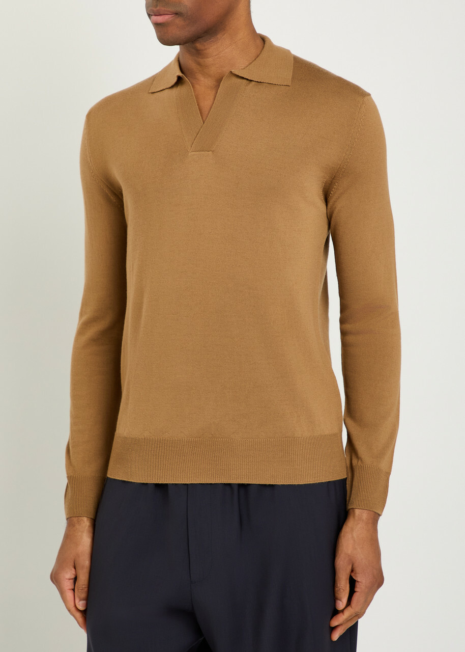 Aurélien Wool Polo Shirt Caramel