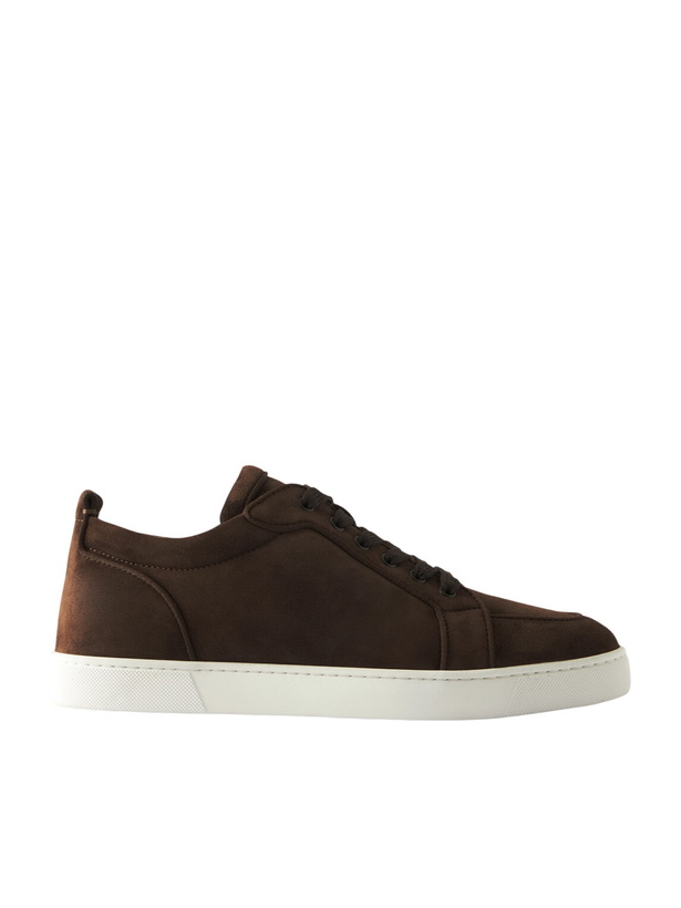Photo: Christian Louboutin - Rantulow Grosgrain-Trimmed Suede Sneakers - Brown