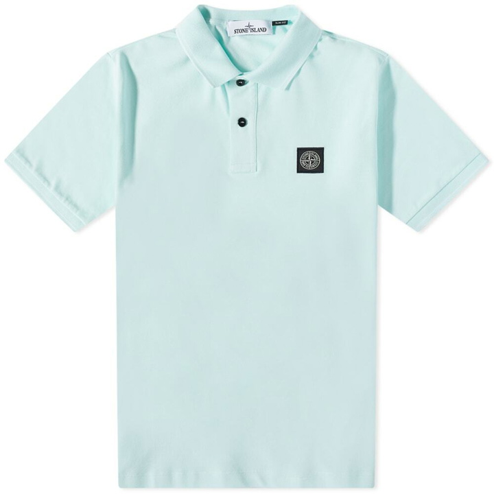 Photo: Stone Island Men's Patch Polo Shirt in Aqua