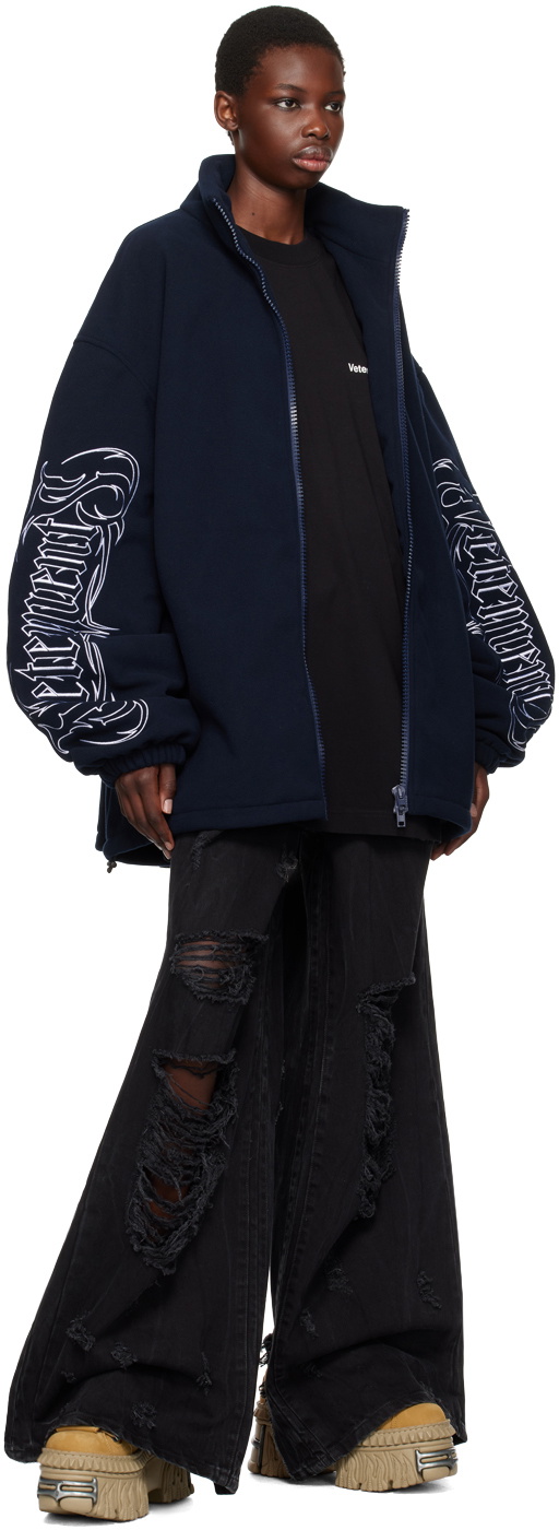 VETEMENTS Navy Metal Logo Jacket