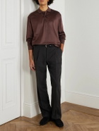Charvet - Cotton-Sateen Polo Shirt - Brown