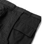 Undercover - Wide-Leg Grosgrain-Trimmed Cotton-Twill Cargo Trousers - Black