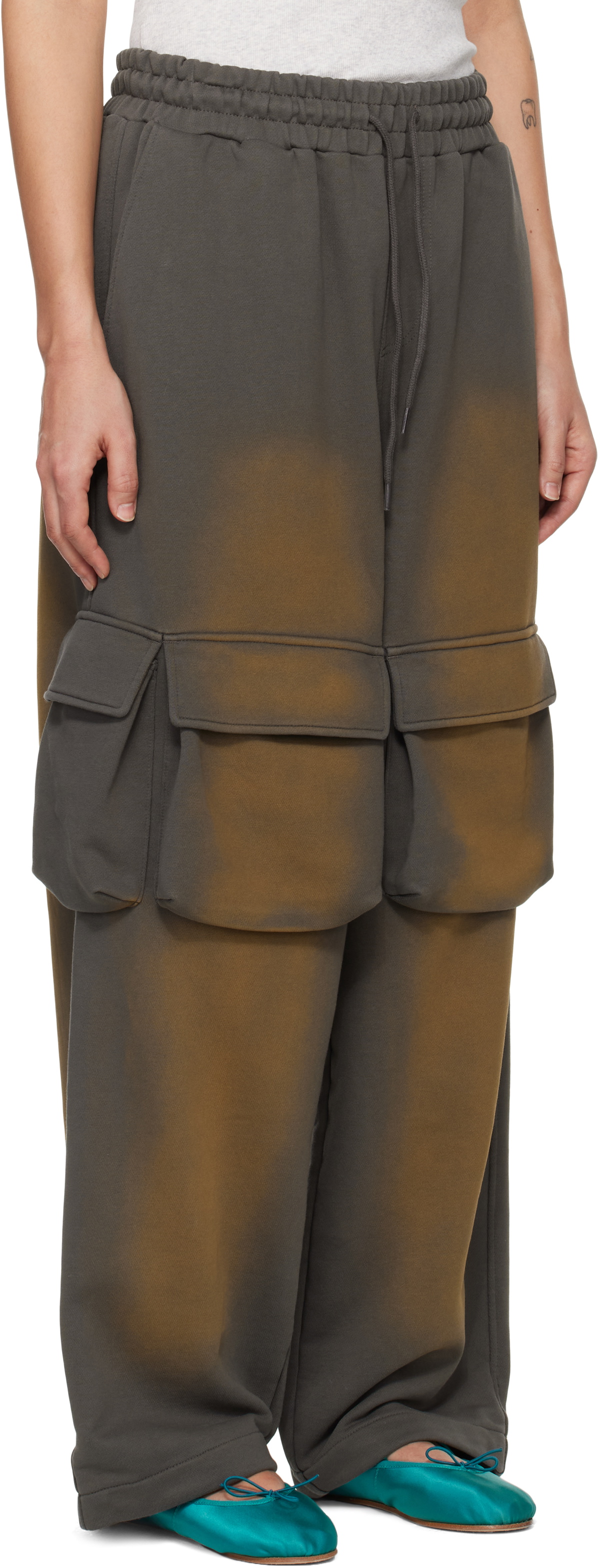 OPEN YY Gray Washed Pocket Baggy Sweatpants