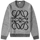 Loewe Men's Anagram Mouline Crew Knit in Black/White
