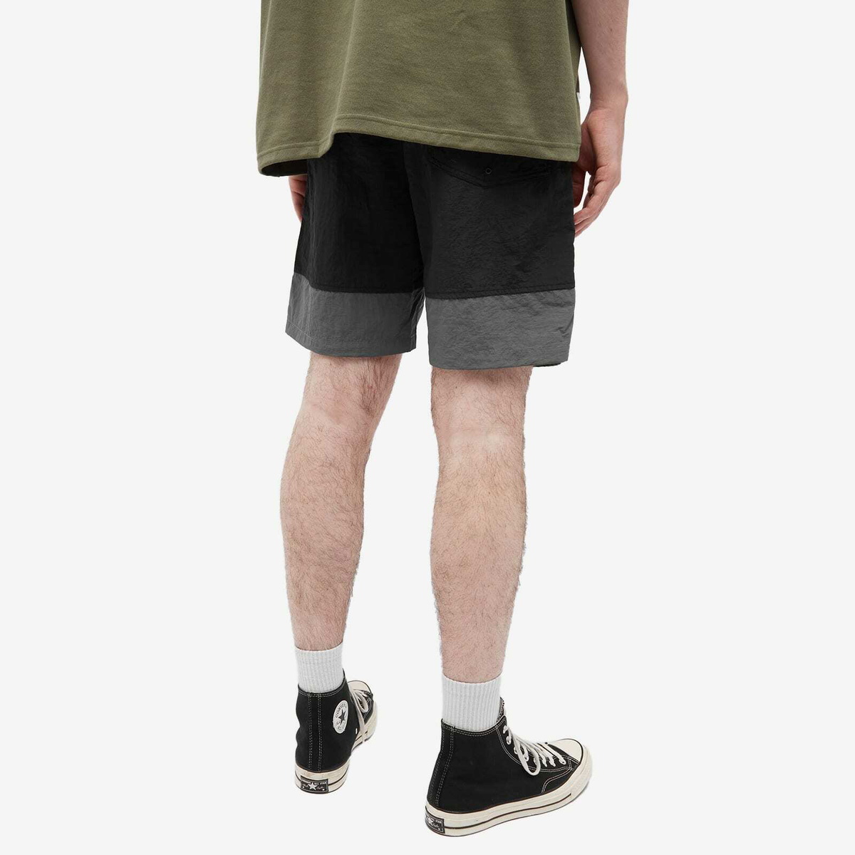 Neighborhood Men's Nylon Logo Swim Short in Black