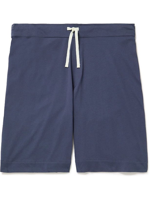 Photo: Oliver Spencer Loungewear - York Supima Cotton-Jersey Drawstring Shorts - Blue