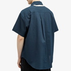 Merely Made Men's Sashiko Oversized Short Sleeve Shirt in Denim Navy