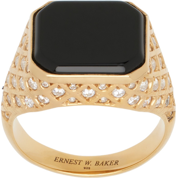 Photo: Ernest W. Baker Gold Diamond Quilted Stone Ring