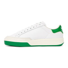 adidas Originals White and Green Rod Laver Sneakers