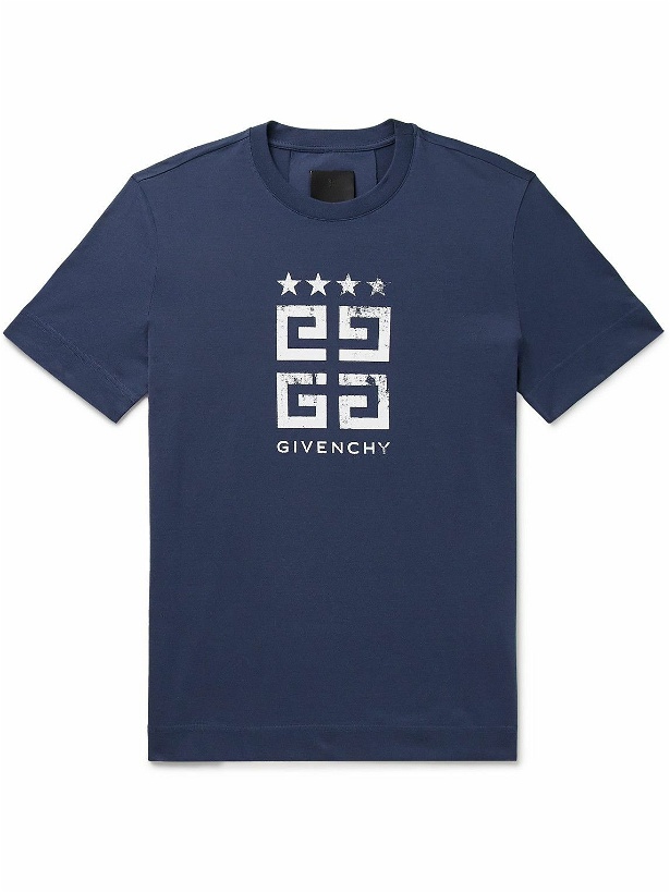 Photo: Givenchy - 4G Logo-Print Cotton-Jersey T-Shirt - Blue