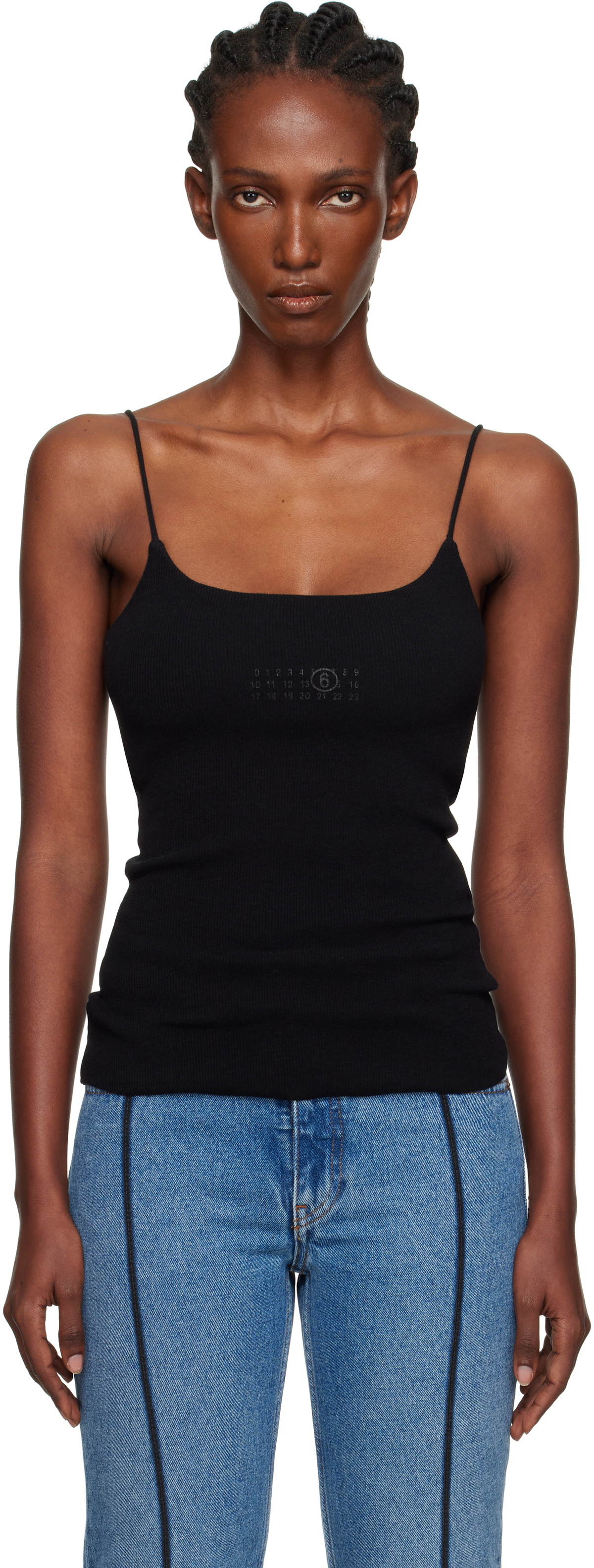 MM6 Maison Margiela Black Lycra Jersey Tank Top