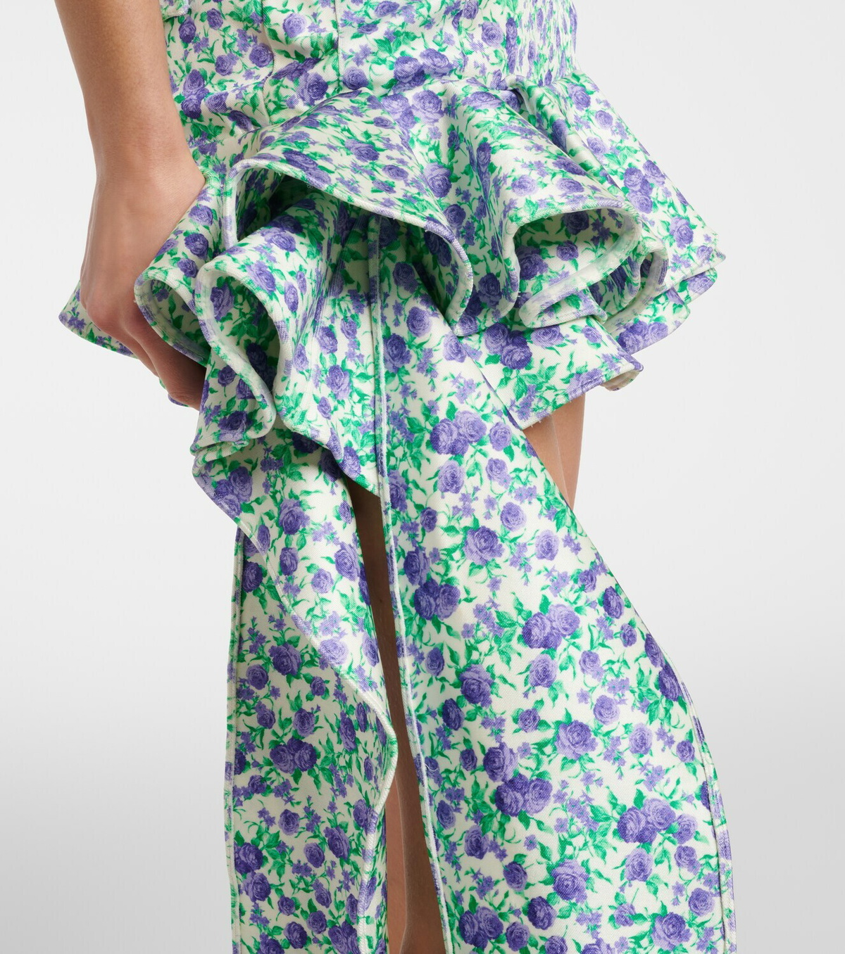 Rabanne Ruffled floral jersey miniskirt