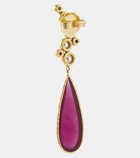 Octavia Elizabeth Floating Nesting Gem 18kt gold drop earrings with diamonds and rubellites