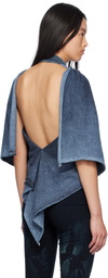 Masha Popova Blue Backless Sideknot T-shirt