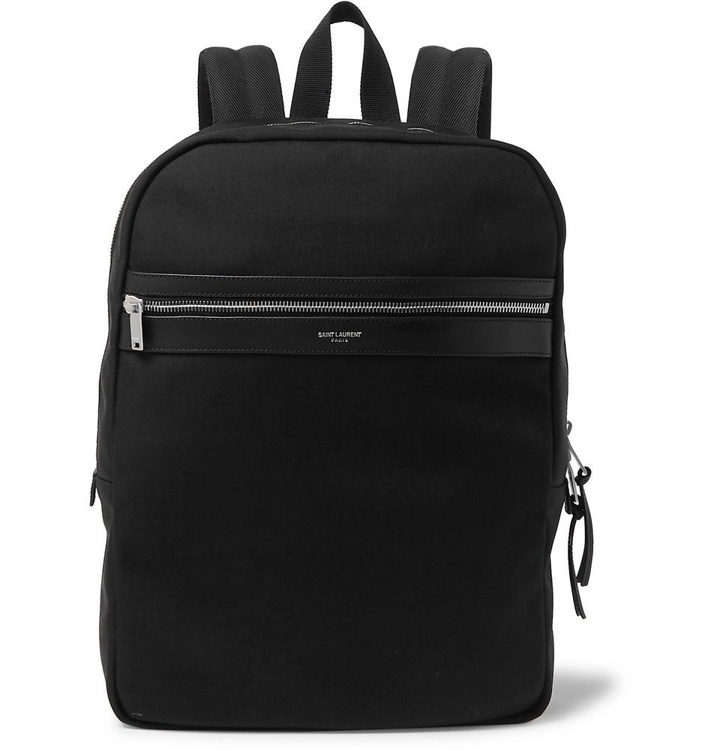 Photo: Saint Laurent - Leather-Trimmed Canvas Backpack - Men - Black