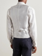 Favourbrook - Randwick Slim-Fit Double-Breasted Herringbone Linen and Silk-Blend and Satin Waistcoat - Neutrals