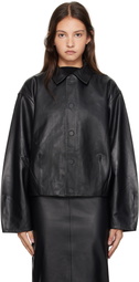 St. Agni Black Cocoon Leather Jacket