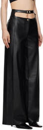 BEVZA Black High-Rise Faux-Leather Trousers