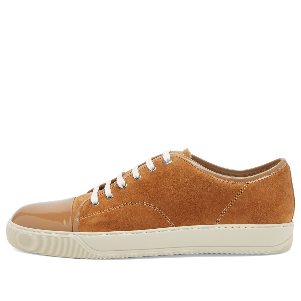 Lanvin Men's DBB1 High Shine Toe Cap Sneaker in Camel Lanvin