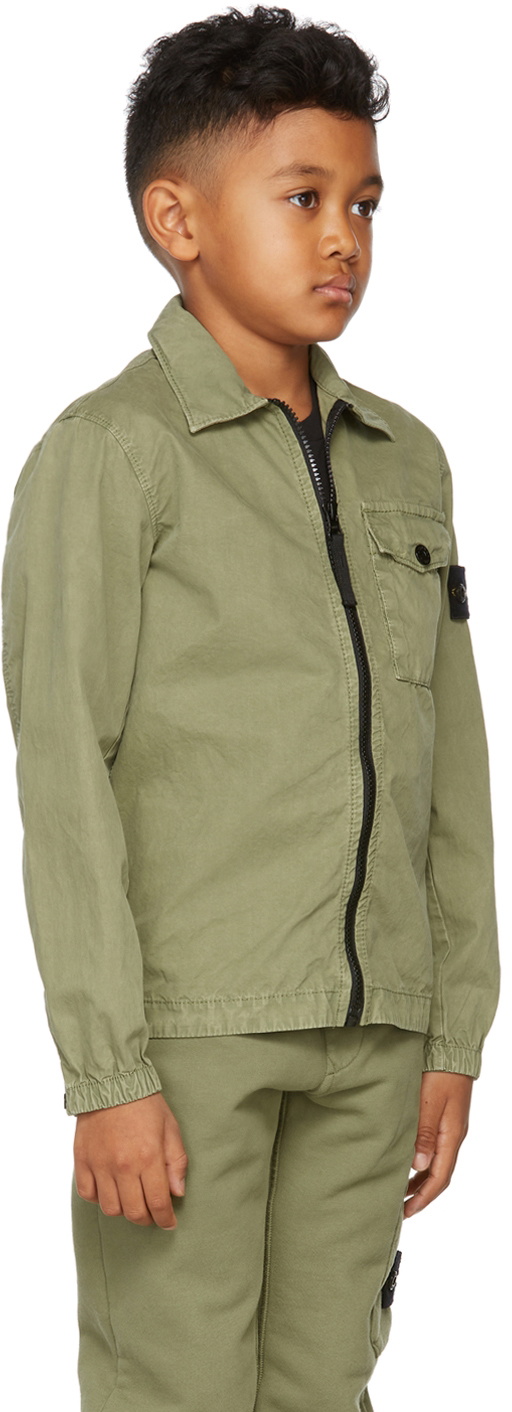 Stone Island Junior Kids Green Zip-Up Overshirt