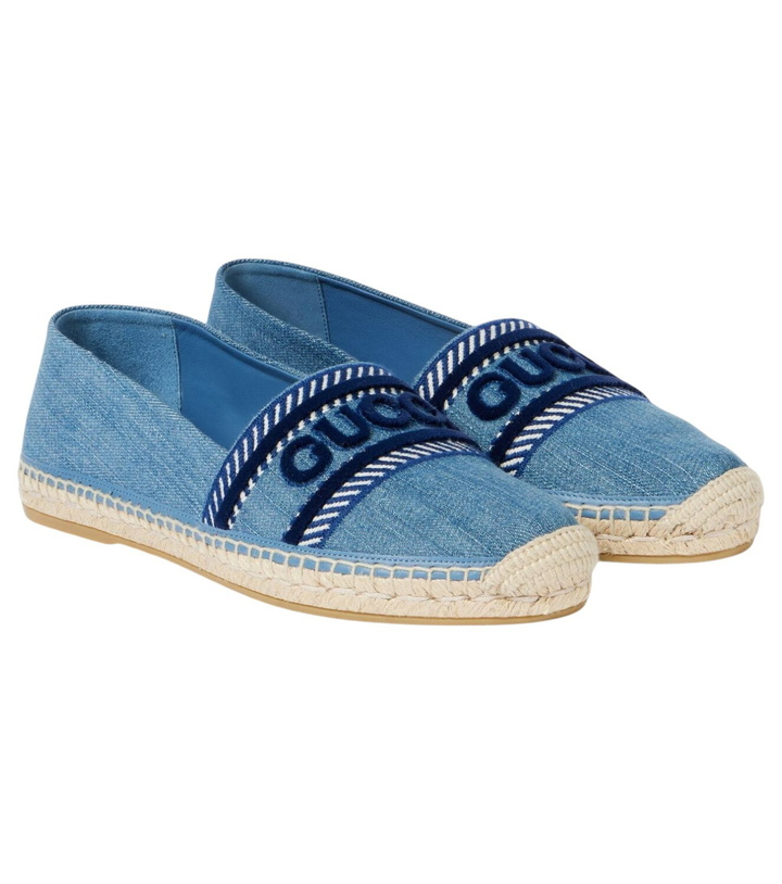 Photo: Gucci Logo embroidered denim espadrilles