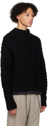 sacai Black Horizontal Sweater