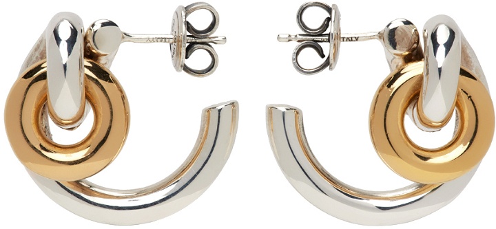 Photo: Bottega Veneta Silver & Gold Loop Earrings