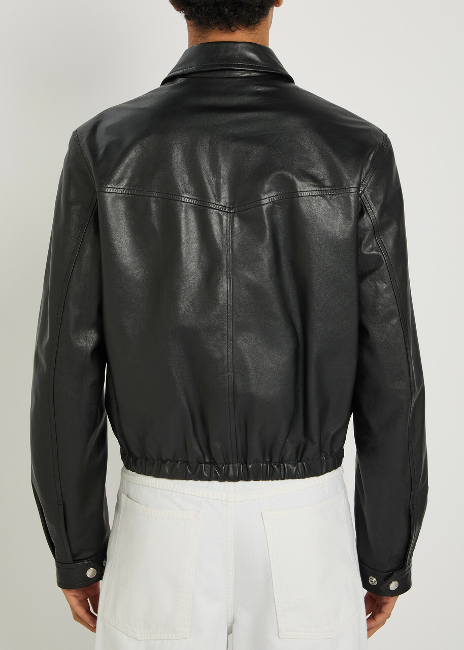 Lemaire Leather Biker Jacket Black