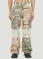 Patchwork Cargo Pants in Beige