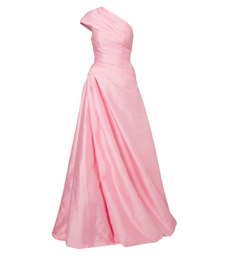 Photo: Monique Lhuillier Draped one-shoulder bustier gown