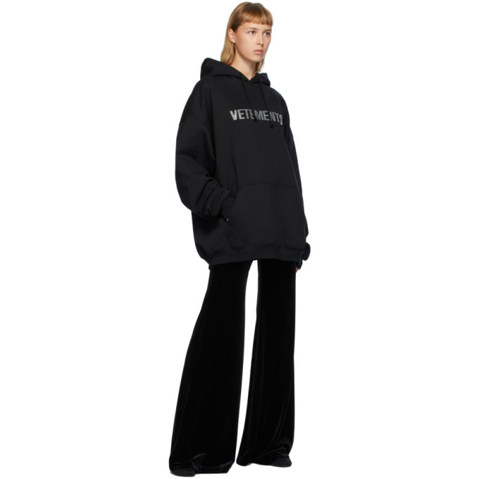 VETEMENTS Black Rhinestone Flared Lounge Pants Vetements