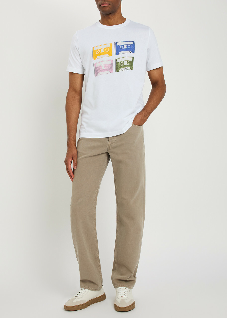 PS Paul Smith Tapes Printed Cotton T-shirt White